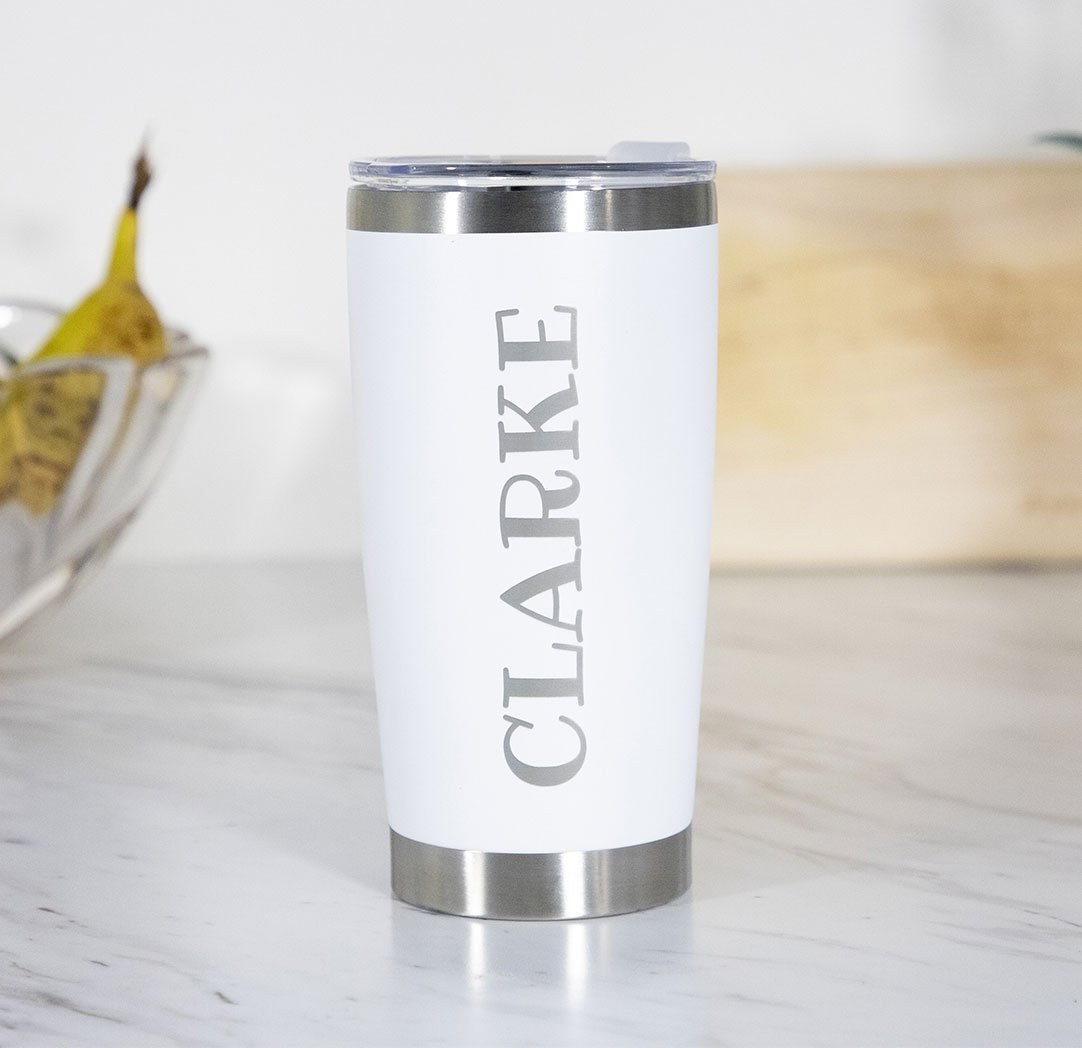 600ml White Personalized Tapered Tumbler