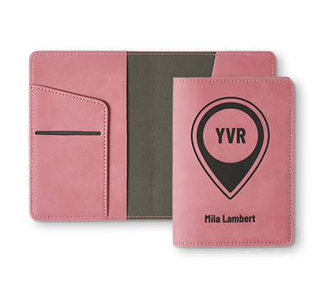 Personalized Pink Leather Passport Holder