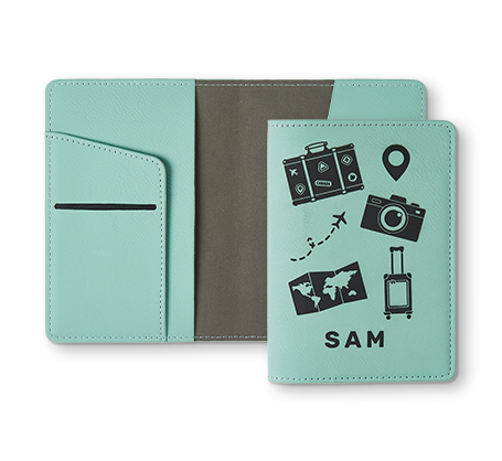 Personalized Teal Leather Passport Holder