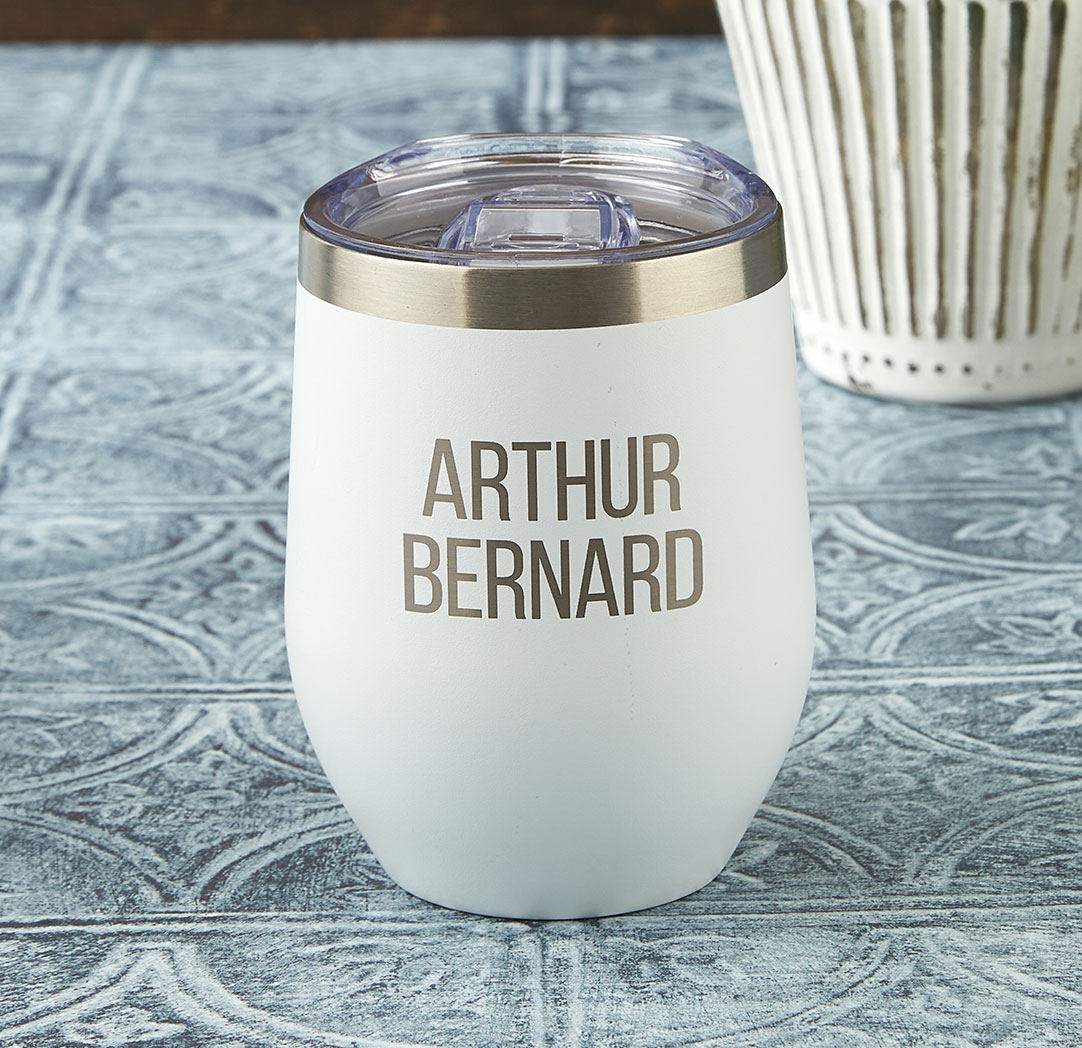 12oz. White Personalized Wine Tumbler